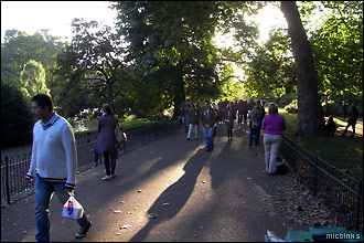 Many people in St. James's Park, London