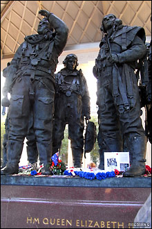 Bronze statues of the Bomber Command memorial in London
