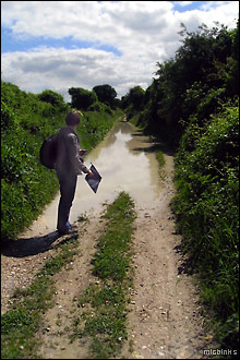 Large muddy puddle in Wiltshire