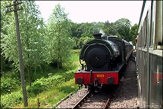 Kent and East Sussex Railway steam locomotive passing