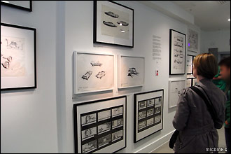 Viewing the production art at Bond in Motion