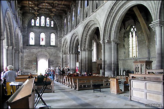 Inside the nave at St Davids Cathedral in Pembrokeshire