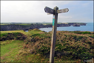 Pembrokeshire Coast Path trail signpost