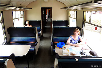 Inside a Dean Forest Railway carriage