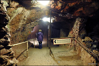 Entering Clearwell Caves underground passageways