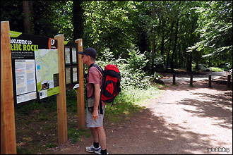 Studying the info board at Symonds Yat Rock
