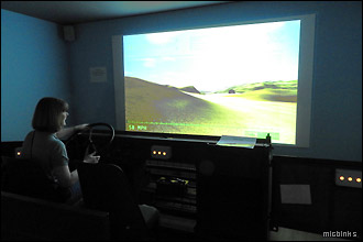 Trying out the army truck simulator at Dorset's Royal Signals Museum