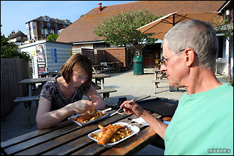 Fish and chips at at Lulworth Cove visitor centre