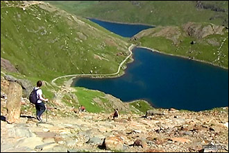 Snowdon: descending by the Miners' Track towards Llyn Glaslyn